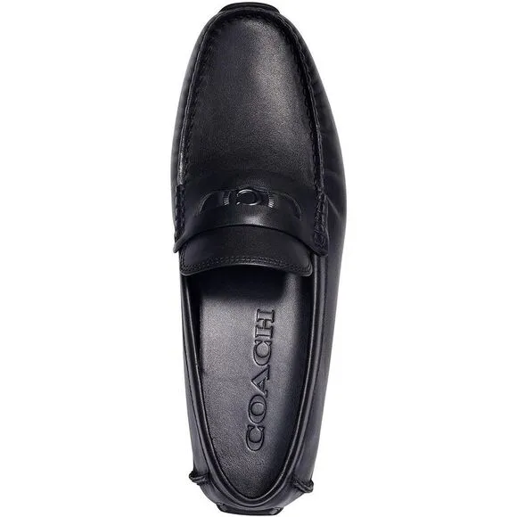 Coach Mens C8897 Black Leather Driving Slip On Loafers New