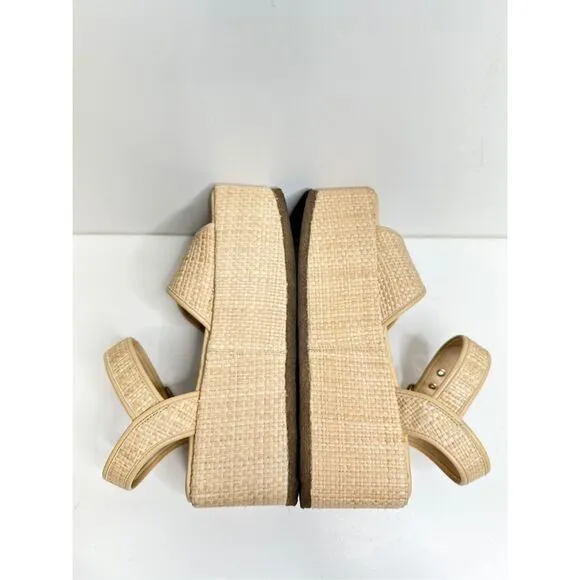 COACH Monogram Naomi Raffia Flatform Sandals Womens Size 8