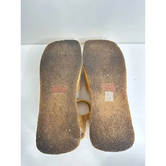 COACH Monogram Naomi Raffia Flatform Sandals Womens Size 8