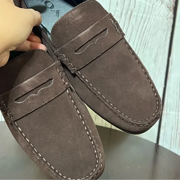 COACH MOTT DRIVER DARK MAHOGANY Men's Suede Loafers driving shoes size 9D NIb