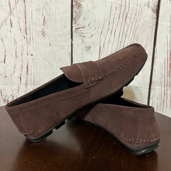 COACH MOTT DRIVER DARK MAHOGANY Men's Suede Loafers driving shoes size 9D NIb