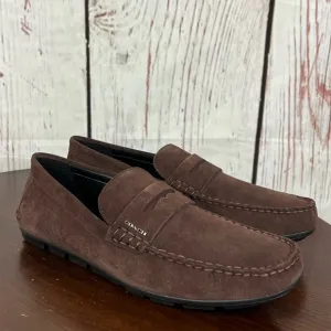 COACH MOTT DRIVER DARK MAHOGANY Men's Suede Loafers driving shoes size 9D NIb