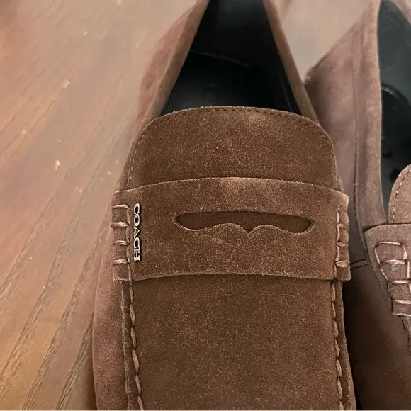 COACH MOTT DRIVER DARK MAHOGANY Men's Suede Loafers driving shoes size 9D NIb