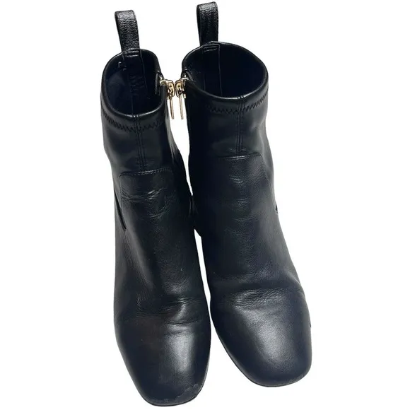 Coach Nala Bootie Leather Monogram Black Chunky Heel Side Zip Ankle Boot 6