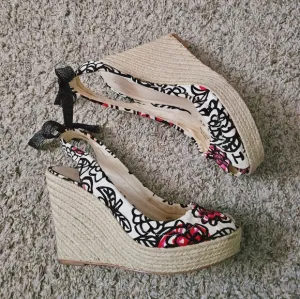 Coach Pink and Cream Wedge Espadrilles