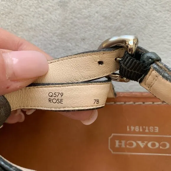 Coach Silver Studded Leather Rosette Sandals 7