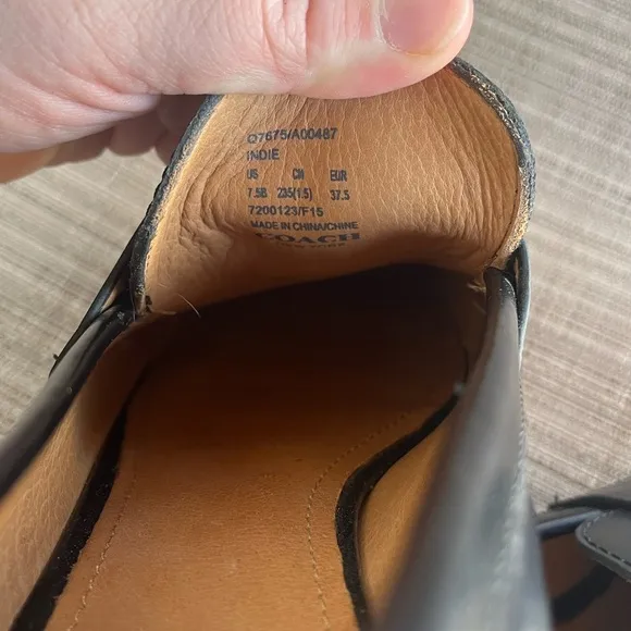 Coach Women’s Black Semi-Matte Designer Leather Penny Indie Loafers Size 7.5B