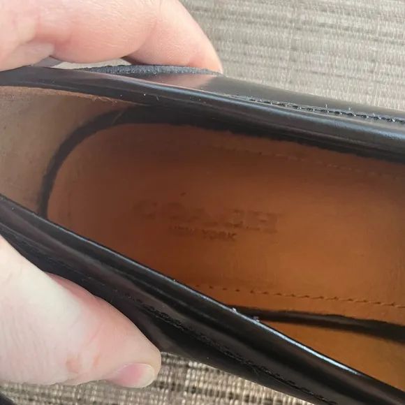 Coach Women’s Black Semi-Matte Designer Leather Penny Indie Loafers Size 7.5B
