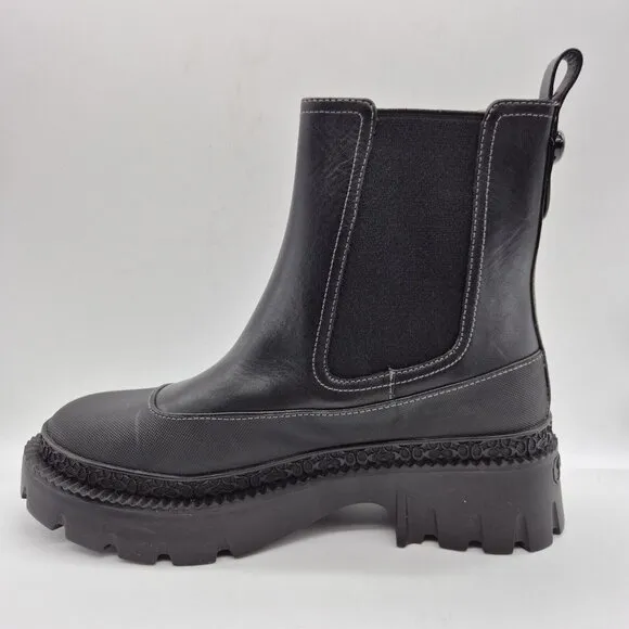 Coach Women's Bootie Jayla Leather Bootie Women's Size 7 B Black Chunky