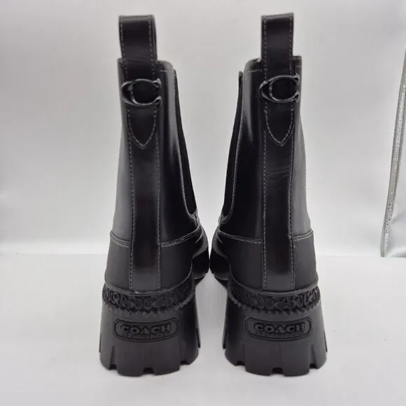 Coach Women's Bootie Jayla Leather Bootie Women's Size 7 B Black Chunky