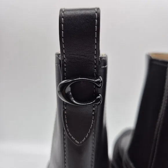 Coach Women's Bootie Jayla Leather Bootie Women's Size 7 B Black Chunky