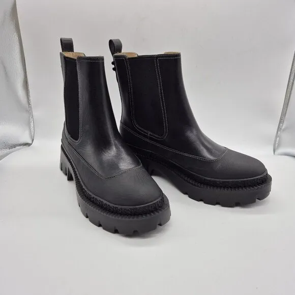 Coach Women's Bootie Jayla Leather Bootie Women's Size 7 B Black Chunky
