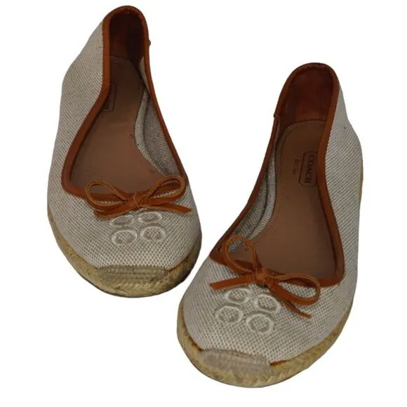 Coach Tan/Khaki Colored Espadrilles Flats, Size 10