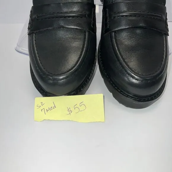 Cobb Hill‎ Black Leather Penny Loafers Lug Sole Chunky Platform Shoes Size 9