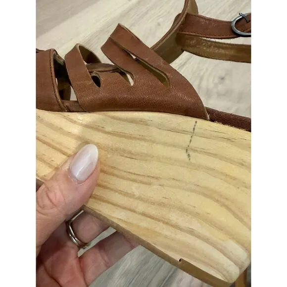 Coclico Wedge Sandals Women’s Size 8.5 (39) Wooden Platform Leather Summer Boho