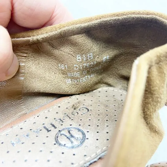 Cole Haan 8.5 B Womens Camel Brown Suede Buckle Square Toe Driving Flats Loafers