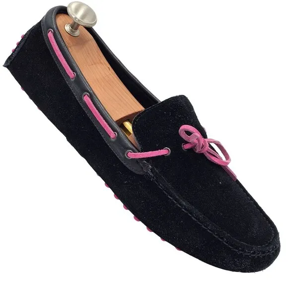 Cole Haan Air Black and Pink Suede Driving Loafers Mens size 13M Casual Shoes 46
