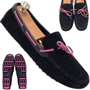 Cole Haan Air Black and Pink Suede Driving Loafers Mens size 13M Casual Shoes 46