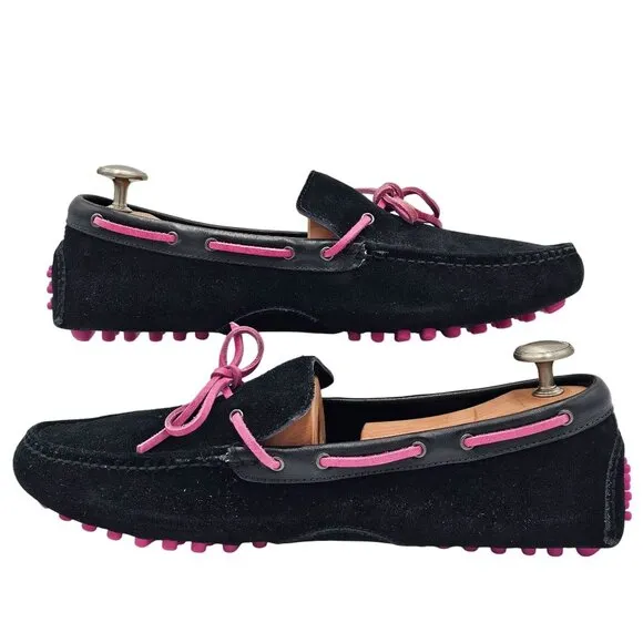 Cole Haan Air Black and Pink Suede Driving Loafers Mens size 13M Casual Shoes 46