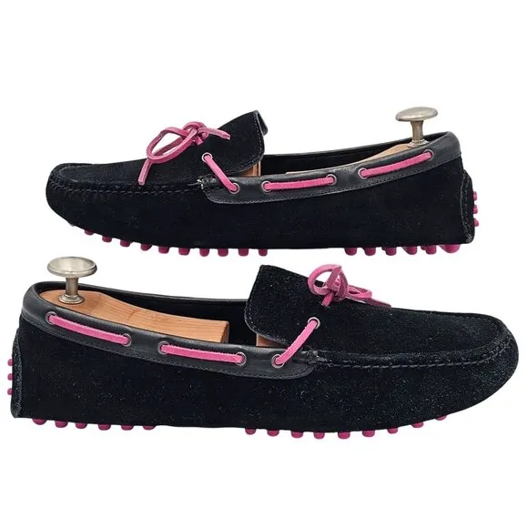 Cole Haan Air Black and Pink Suede Driving Loafers Mens size 13M Casual Shoes 46