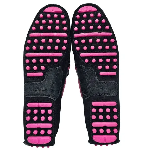 Cole Haan Air Black and Pink Suede Driving Loafers Mens size 13M Casual Shoes 46