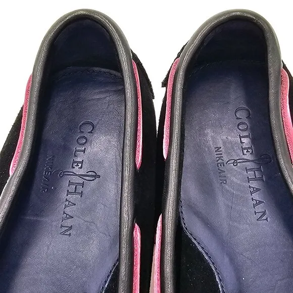 Cole Haan Air Black and Pink Suede Driving Loafers Mens size 13M Casual Shoes 46