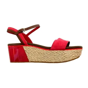 Cole Haan Arden Tango Red Nubuck Leather Wedge Platform Sandals - Size 9M