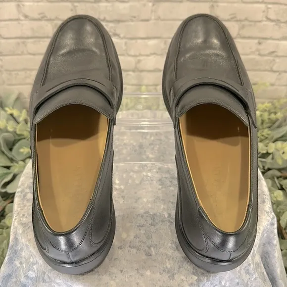 Cole Haan - Black Leather Round Toe Tube Moc Dress Penny Loafers Mens 9M🖤EUC