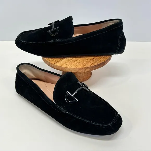 COLE HAAN Black suede horse bit loafers size 6.5