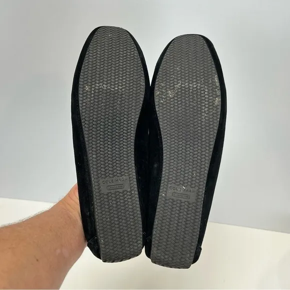 COLE HAAN Black suede horse bit loafers size 6.5