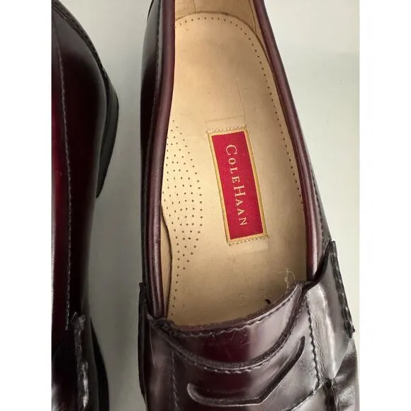 COLE HAAN Brown Leather Penny Loafers Men’s Size 12 flaw see photos