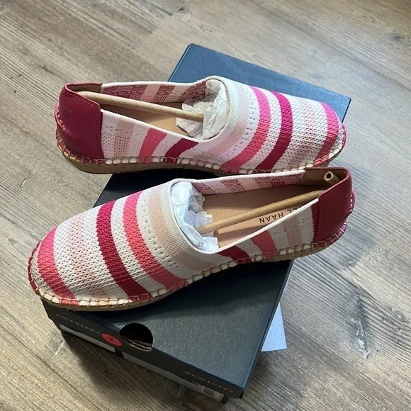 Cole Haan Cloudfeel Stitchlite Espadrille NIB Size 8 Festival Fuschia Pink/White