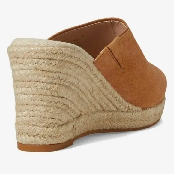 Cole Haan Cloudfeel Womens Espadrille Wedge Sandals 11B Tan Suede Open-Toe Jute