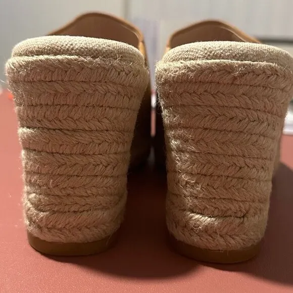 Cole Haan Cloudfeel Womens Espadrille Wedge Sandals 11B Tan Suede Open-Toe Jute