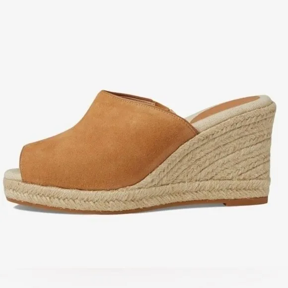Cole Haan Cloudfeel Womens Espadrille Wedge Sandals 11B Tan Suede Open-Toe Jute