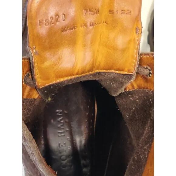 COLE HAAN Country Leather Chukka Boots Women's 7.5 M Brown Leather Mid Calf