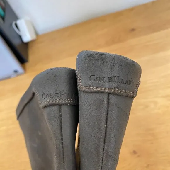 Cole Haan Country Mid-Calf Leather Boots 11B Taupe Brown Gray Color