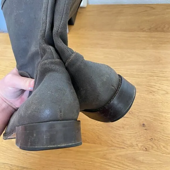 Cole Haan Country Mid-Calf Leather Boots 11B Taupe Brown Gray Color