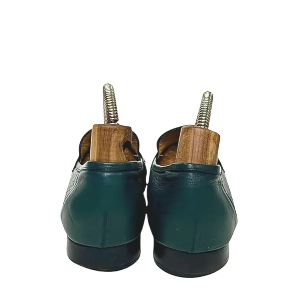 COLE HAAN Dark Green Leather Flatd Penny Loafers Womens Size 8B Made In Italy