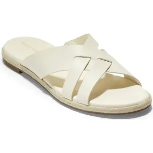 Cole Haan Florens Espadrille Sandals Leather Slip On Slides Flats Ivory Size 8