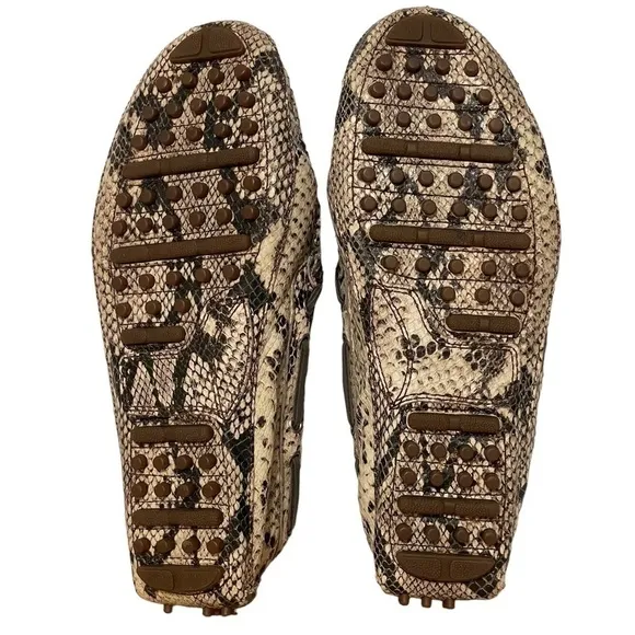Cole Haan Garnet Leather Snakeskin Driving Mocs Loafers Flats Tassel Size 7.5