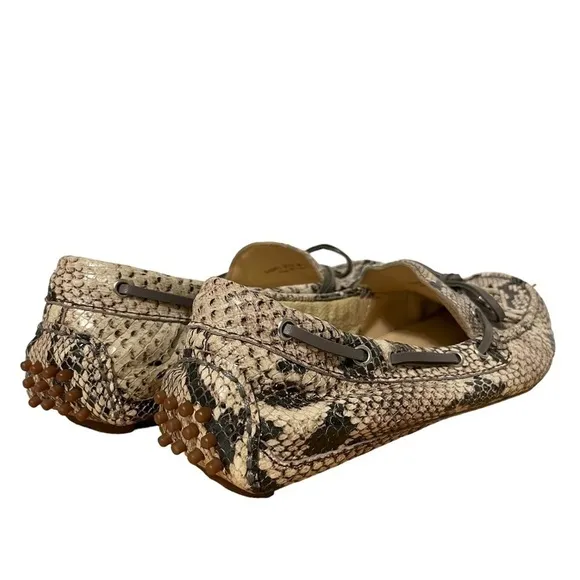 Cole Haan Garnet Leather Snakeskin Driving Mocs Loafers Flats Tassel Size 7.5