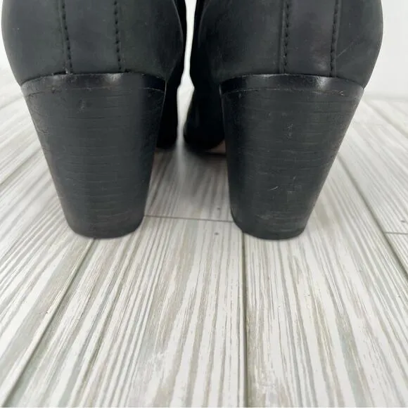 Cole Haan Grand Os ankle boots charcoal gray suede leather zip chunky heel 8
