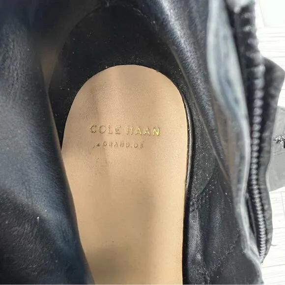 Cole Haan Grand Os ankle boots charcoal gray suede leather zip chunky heel 8