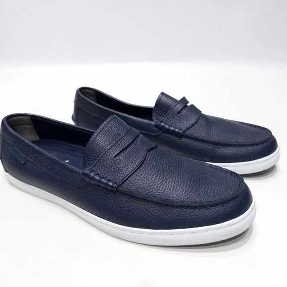 Cole Haan Grand OS Navy Blue Pebbled Leather Penny Loafers Shoes Men Size 11.5M