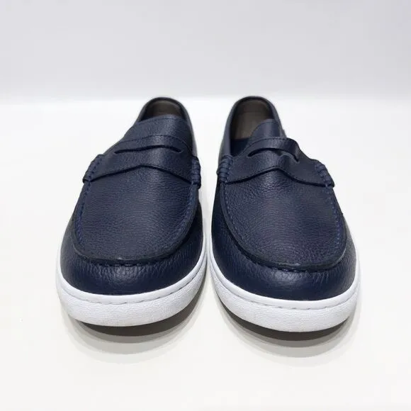 Cole Haan Grand OS Navy Blue Pebbled Leather Penny Loafers Shoes Men Size 11.5M