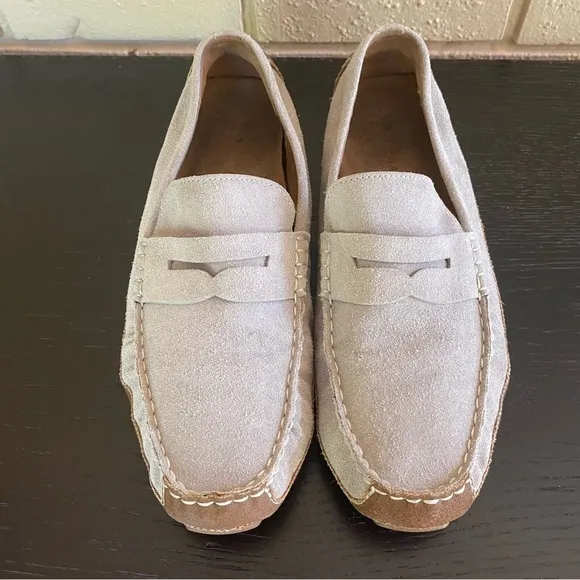Cole Haan Grand OS Stone Suede Penny Loafer Leather Driving Shoes Men 13M