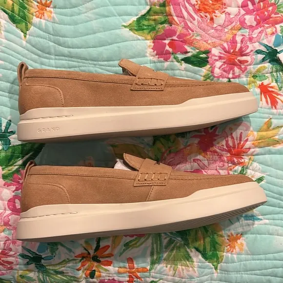 COLE HAAN GRANDPRO RALLY X PENNY LOAFER SUEDE NEW BIRCH SIZE 10 NEW