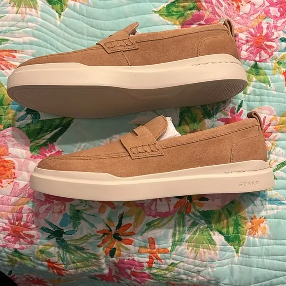 COLE HAAN GRANDPRO RALLY X PENNY LOAFER SUEDE NEW BIRCH SIZE 10 NEW