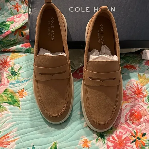 COLE HAAN GRANDPRO RALLY X PENNY LOAFER SUEDE NEW BIRCH SIZE 10 NEW